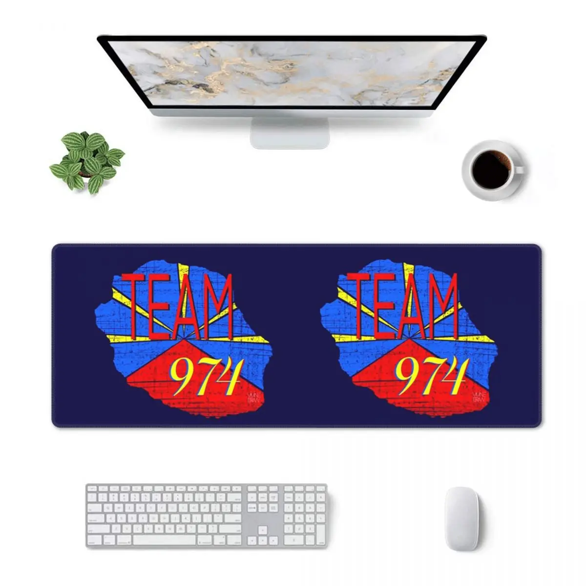 Large Mouse Pad 974 Reunion Island Logo Gamer PC Laptop Mats Keyboard Carpet Computer Gaming Office Accessories Desk Mat
