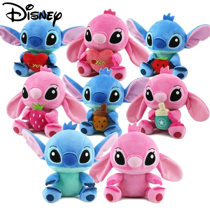 Poupées en peluche de dessin animé Disney pour enfants, jouets d\'anime, point bleu et rose, jouets en peluche amusants, cadeaux de Noël