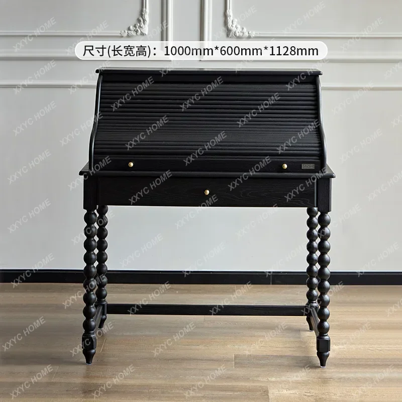 Hretro solid wood dressing table, dressing cabinet, integrated bedroom dressing cabinet, black high-end end of the bed