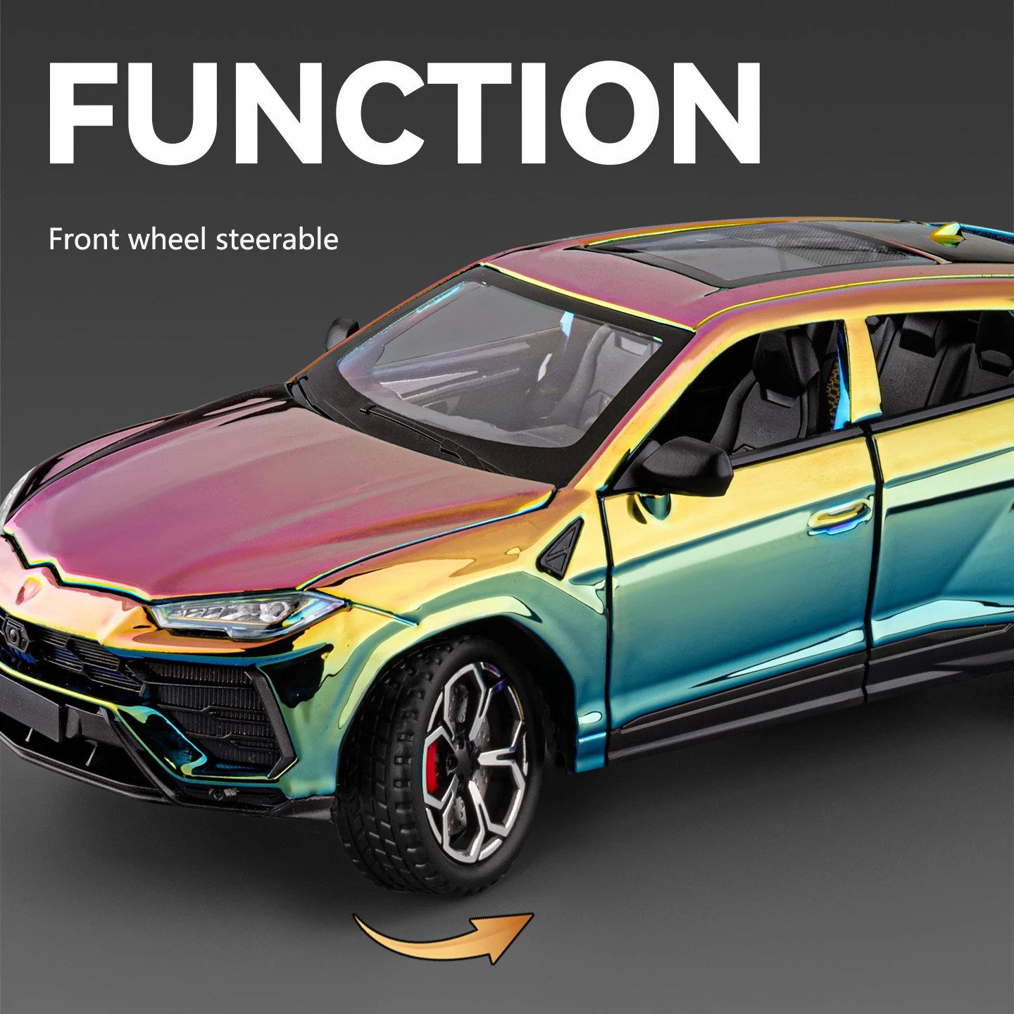 New 1:24 Simulated Lambo Urus Alloy Car Model Sound And Light Pull Back Toy Car Off-Road Vehicle Boys Collection Ornaments Gift
