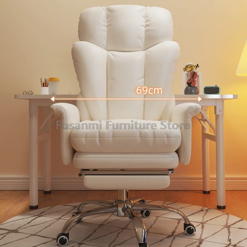 كرسي مكتب جلدي قابل للتعديل مع مسند ذراع منحني خارجي كرسي مريح كرسي كمبيوتر دوار كرسي مكتب ألعاب منزلي ناعم