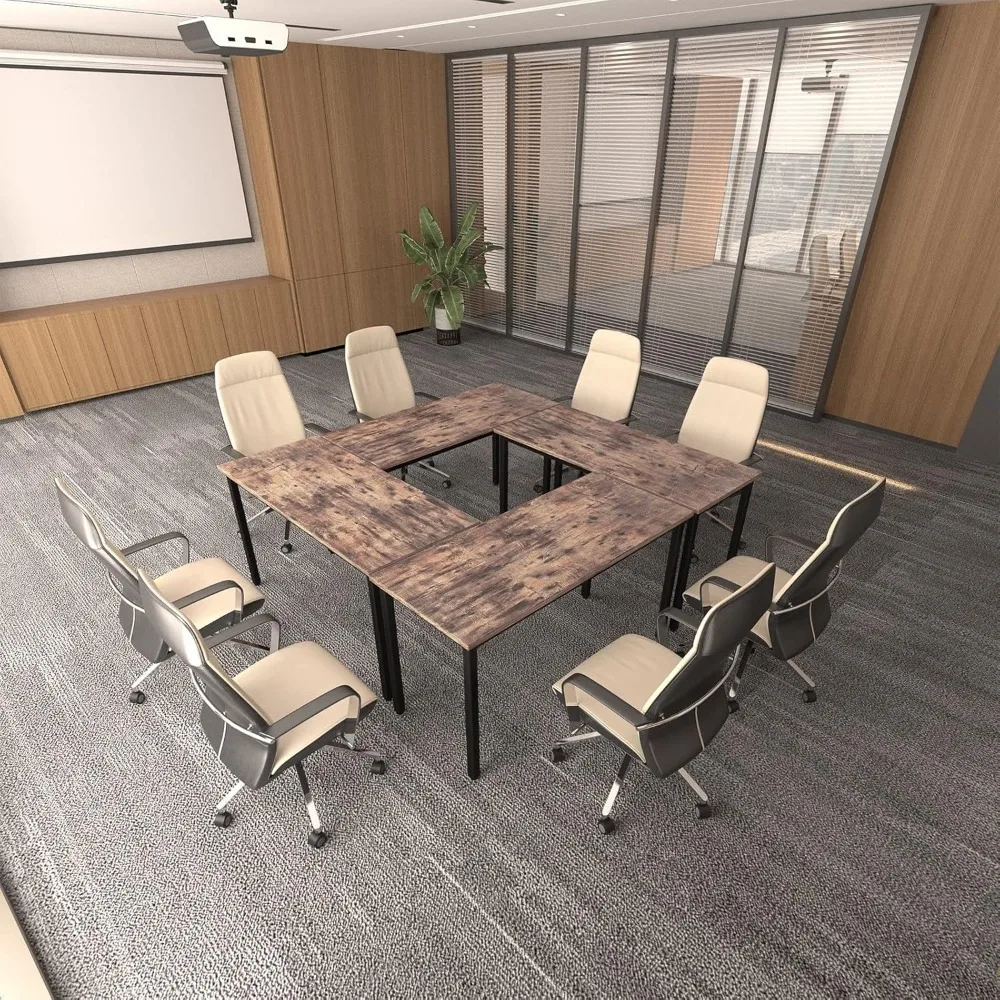 6.5ft Conference Table for 8 People, 4PCS Meeting Room Study Writing Tables, Save Space Design, Conference Table