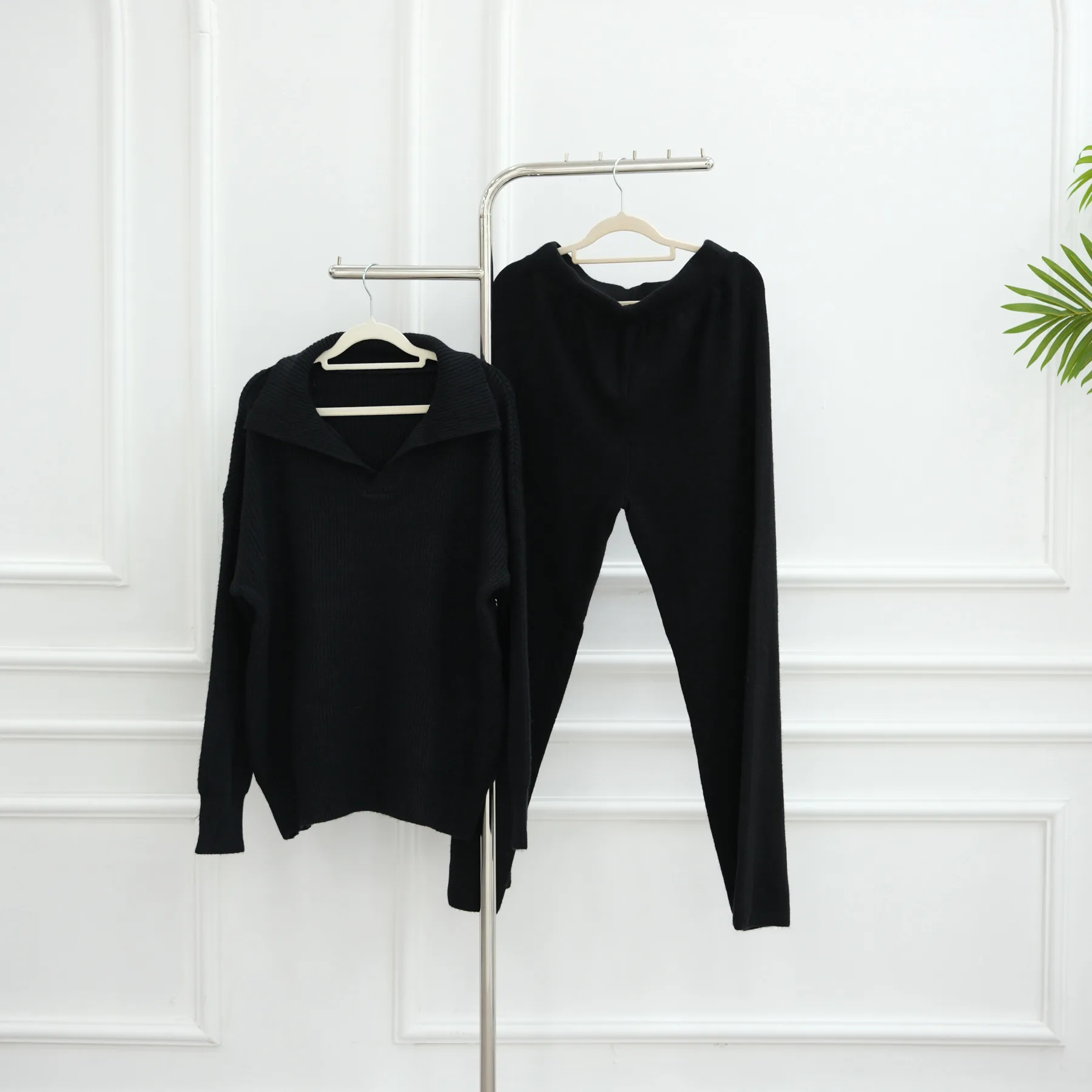 2PCS Dick Gestrickte Pullover Frauen Muslimischen Set Top Hosen Anzug Trainingsanzug Islam Kleidung Abaya Kleid Kaftan Femme Musulmane Ensembles