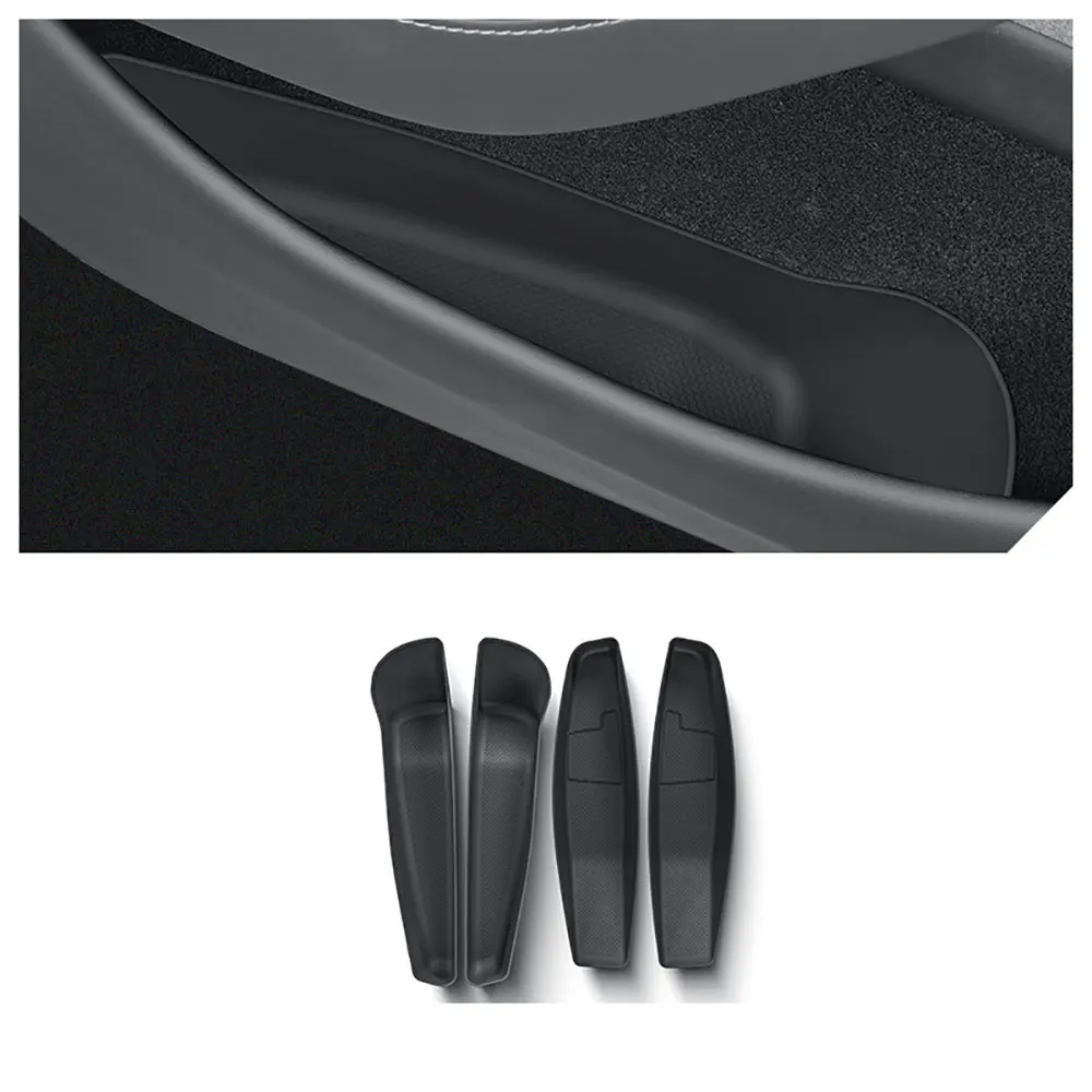 

For Tesla 2025 2026 Model Y Juniper Door Slot Tray Organizer TPE Insert Storage Pocket Door Side Storage Box Accessories 4PCS