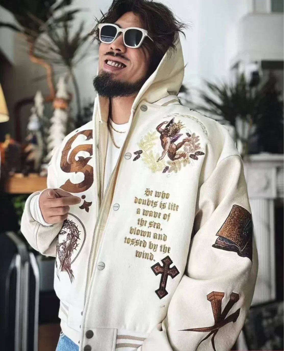 Heavy Embroidered Jacket Tide Brand Closed Sunday American Retro HipHop Baseball Letter Embroidered Jacket Street Loose Coat Man