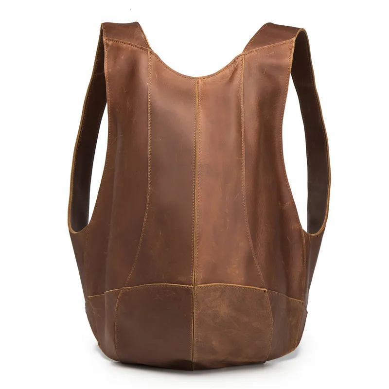

2108 Men's Crazy Horse Leather Leather Leather Cowhide Backpack Retro Casual Dark Brown Backpack