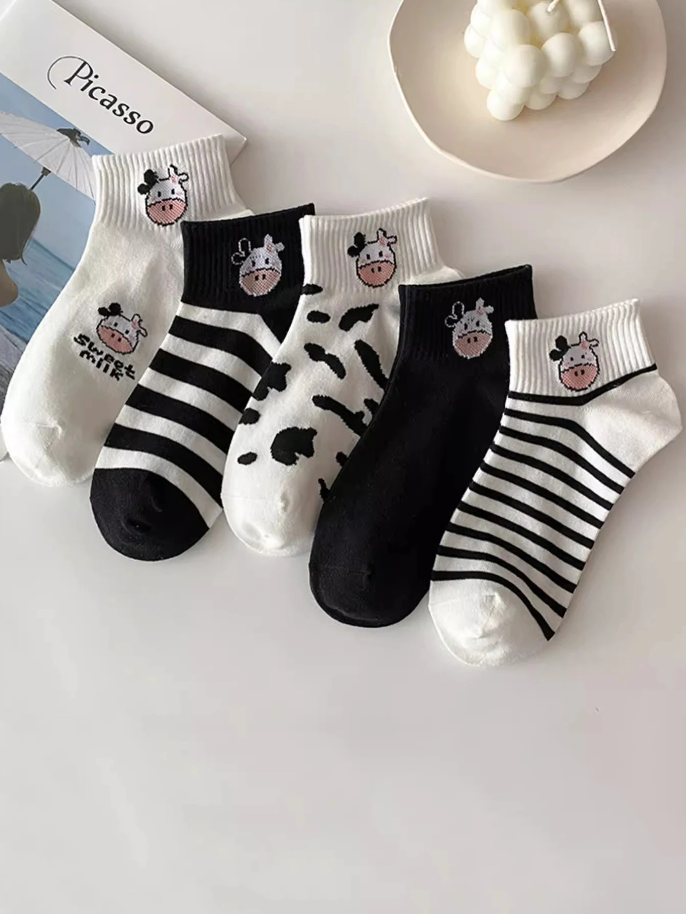 

5 Pairs/Set Woman Ankle Socks Breathable Fashion Dropshipping Slippers Sports Harajuku Girls Cute Short Casual