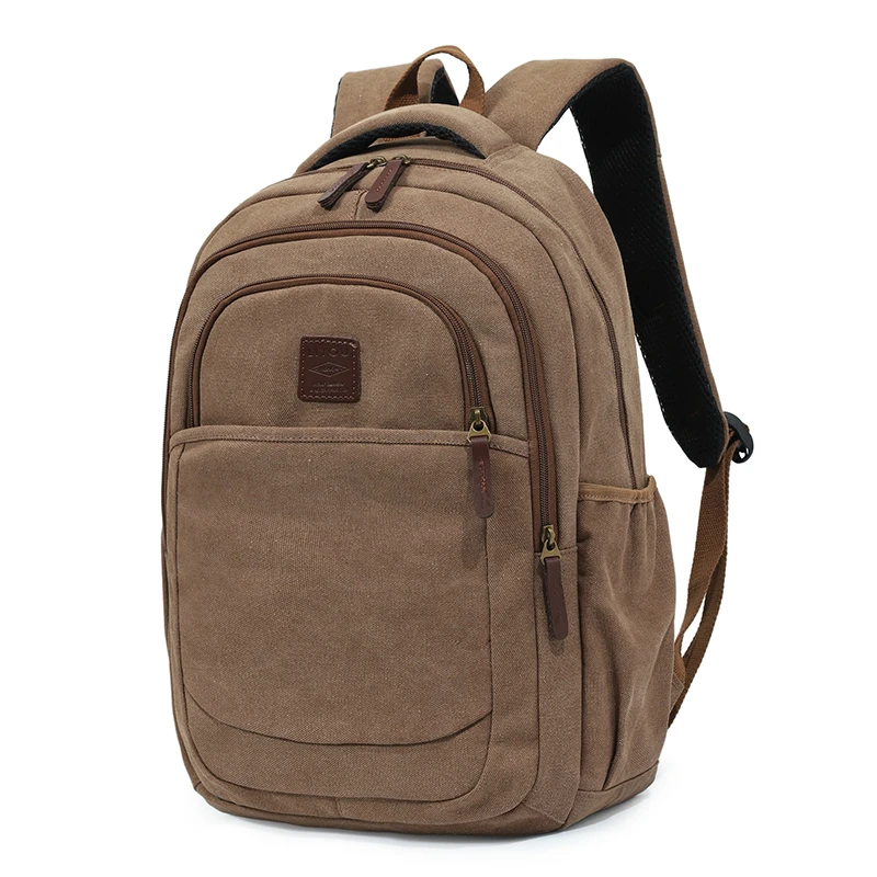 Men Canvas Backpack Male Laptop College Student School Bags for Teenager Vintage Mochila Casual Rucksack Travel Daypack