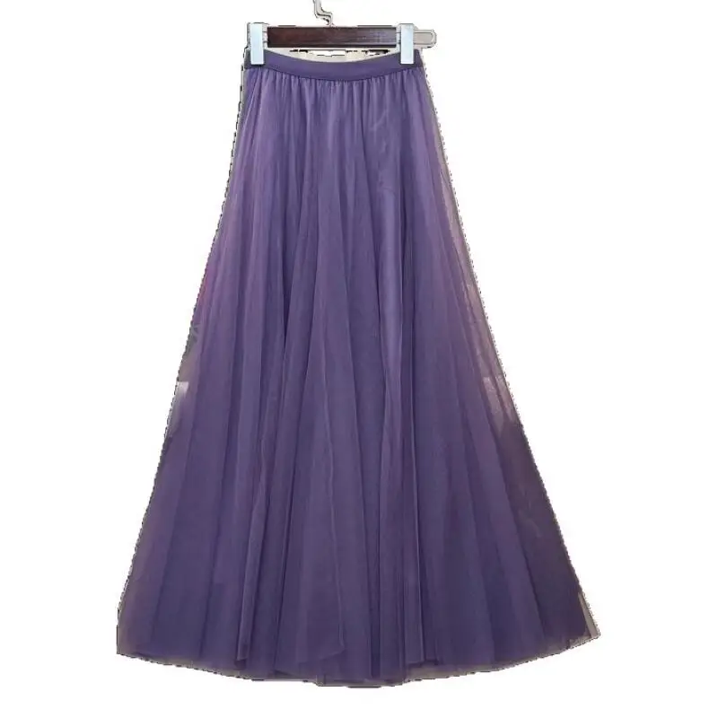 30 Panels Spliced Tulle Skirt Women 720 Degree Large Swing High Waist Maxi Mesh Skirt for Beach Wedding Party Casual Wear