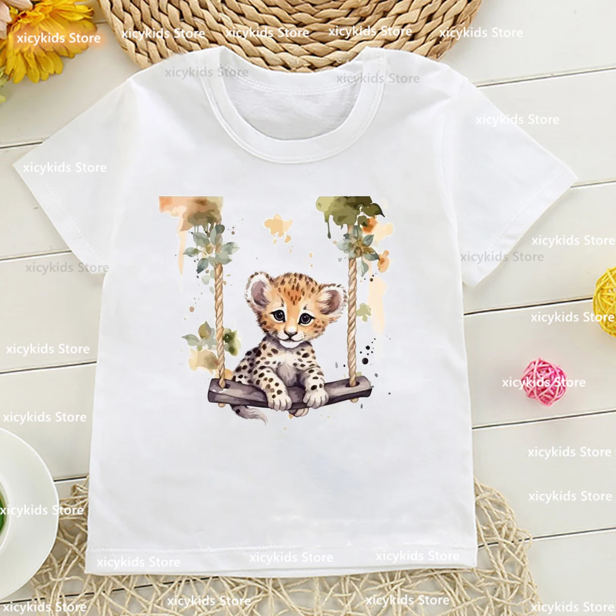 

Baby Tshirt Animal Print For Kids Clothing Swing Elephant Tigers Lion Animal Cartoon Boys T-Shirt Cute Kids Clothing Summer Top