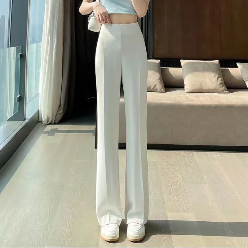 

Office Flare Work Clothes Black White Female Pants Tailoring Trousers For Women With Trend Unique Nylon Korean Fashion Harajuku