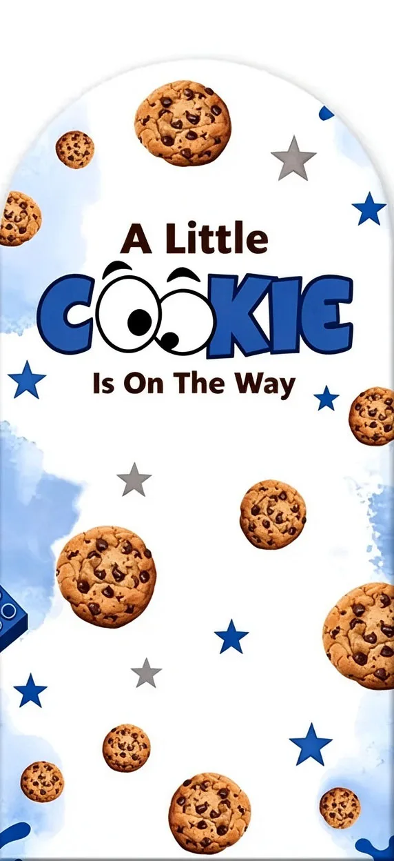 Custom Double-Sided Little Cookie Is On The Way Baby Shower Arch Backdrop Cover Milk Diy Name Birthday Party Photography