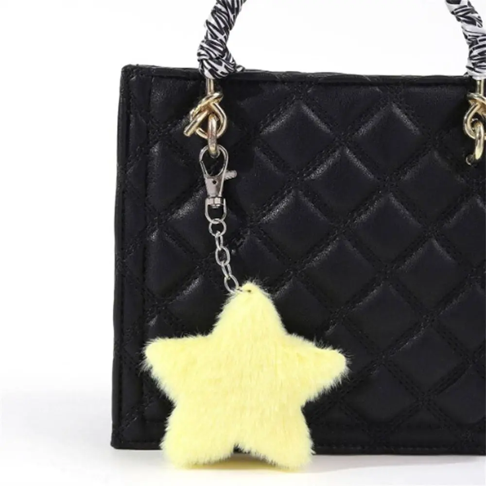 Furry Star Doll Star Plush Pendant Pompom Bag Pendant Pentagram Hairball Fluffy Soft Stuffed Ornament Star Key Chain Handbag