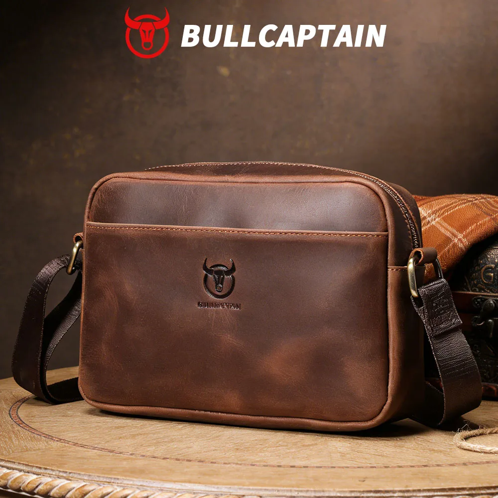 

BULLCAPTAIN Crazy Horse Leather Men's Fashion Bag New Large-capacity Single Shoulder Cross-body Bag With Casual Men's Bag