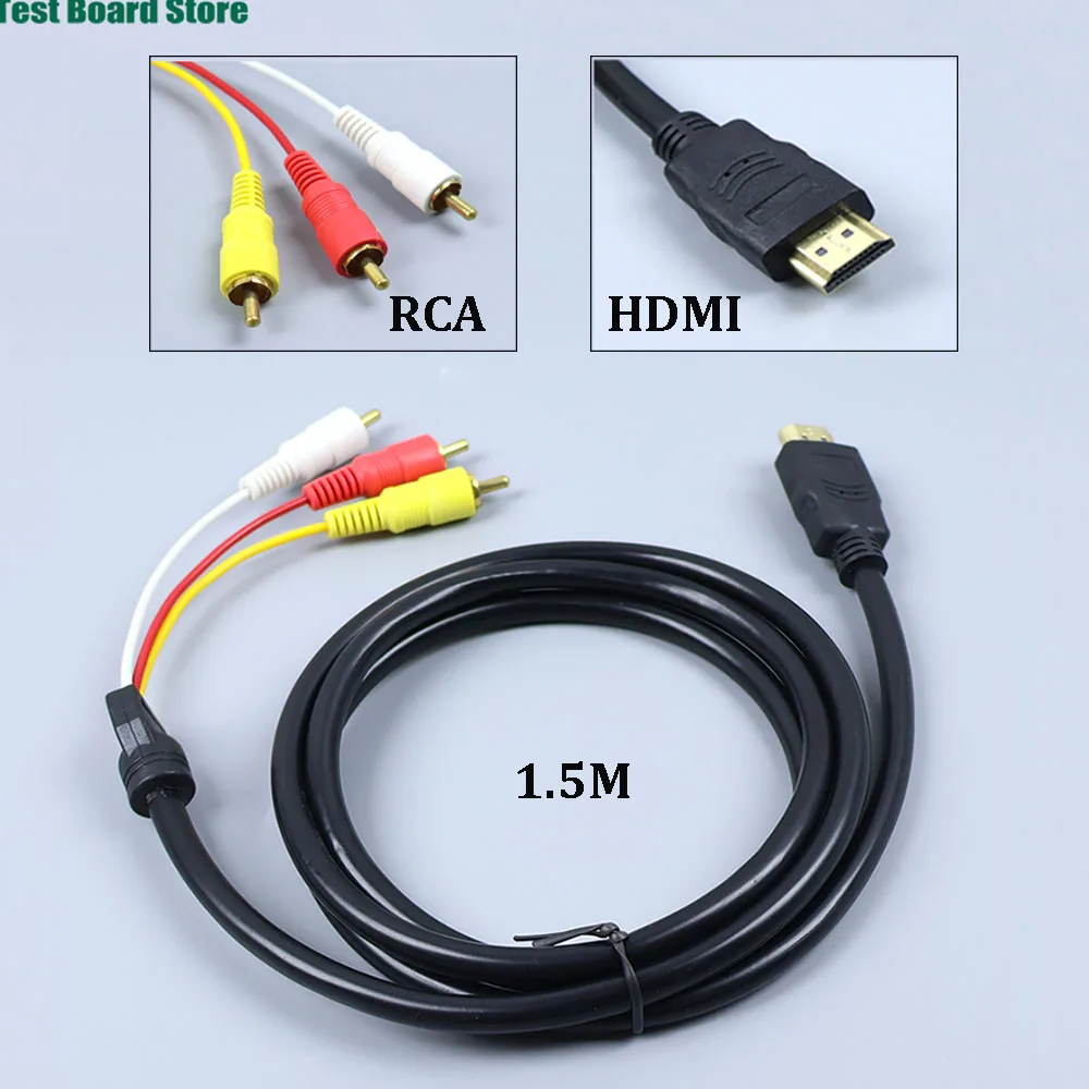 HDMI Male to 3-RCA Video Audio AV Cable Connector Adapter  For TV HDTV DV DVD PC Length 1.5M