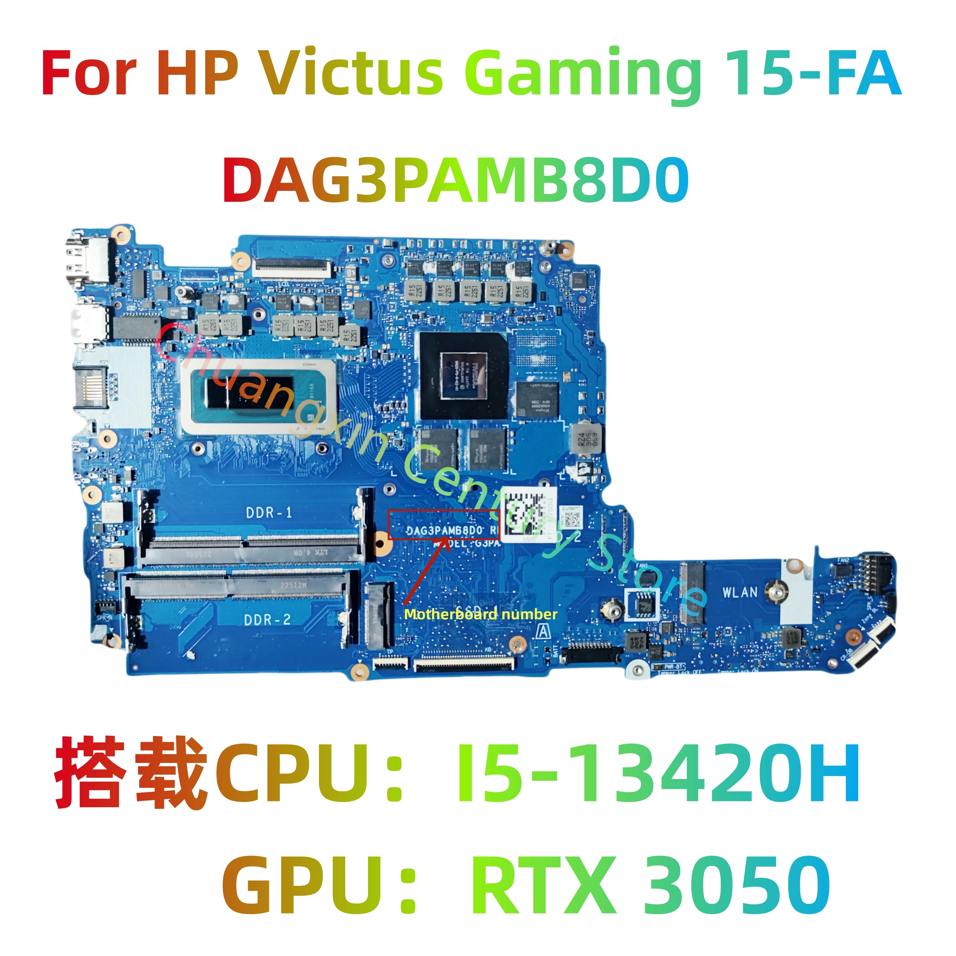 DAG3PAMB8D0 motherboard is suitable for HP 15-FA1005TX laptop with I5-13420H CPU and Nvidia RTX 3050 GPU tested and shipped