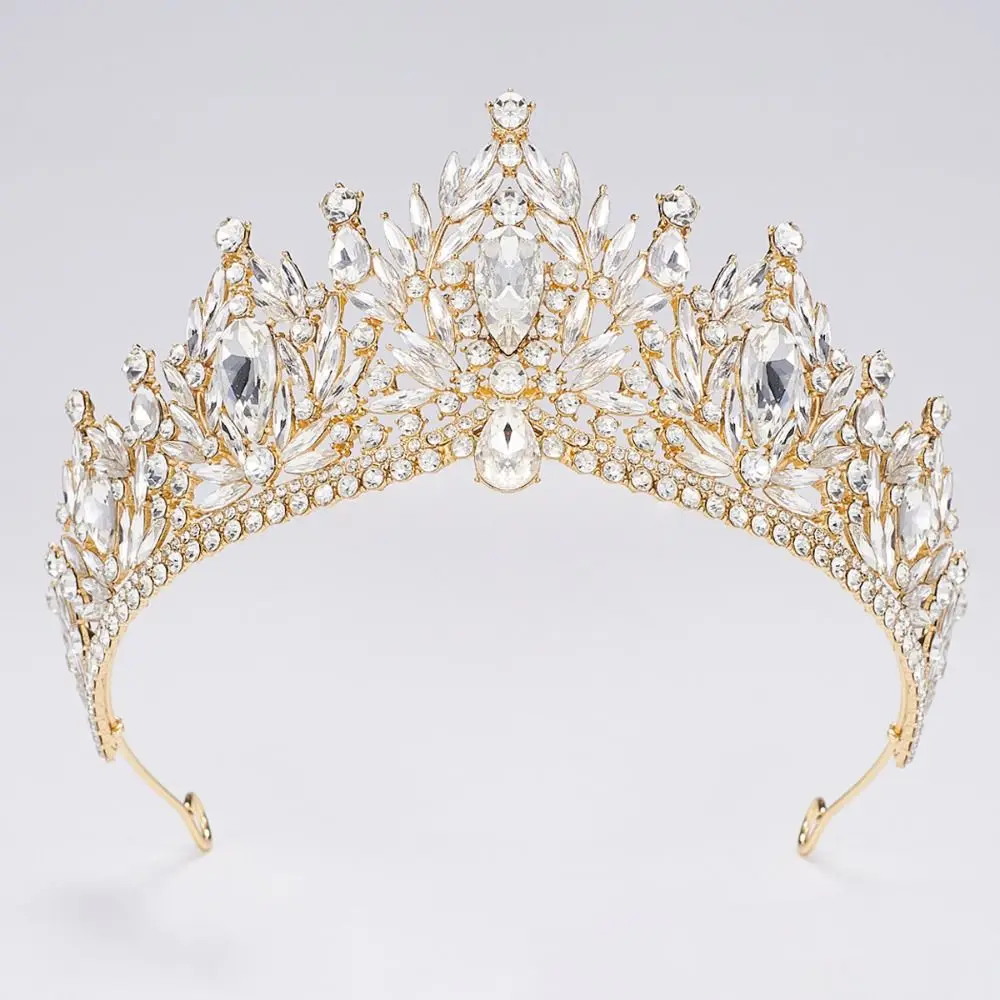 

Luxury Baroque Queen Tiaras Elegant Adjustable Alloy Princess Crown Sparkling European Style Women Hair Hoop Themed Parties