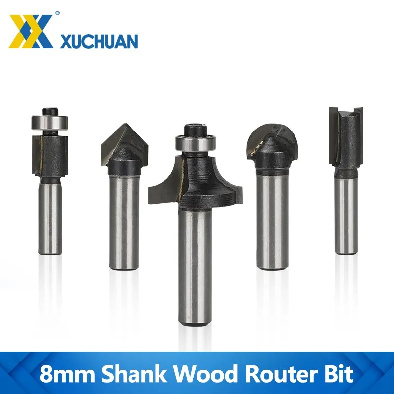 Wood Router Bit 8mm Shank Tungsten Carbide Milling Cutter Straight End Milll Flush Trim Router Bit Woodworking Milling Tools