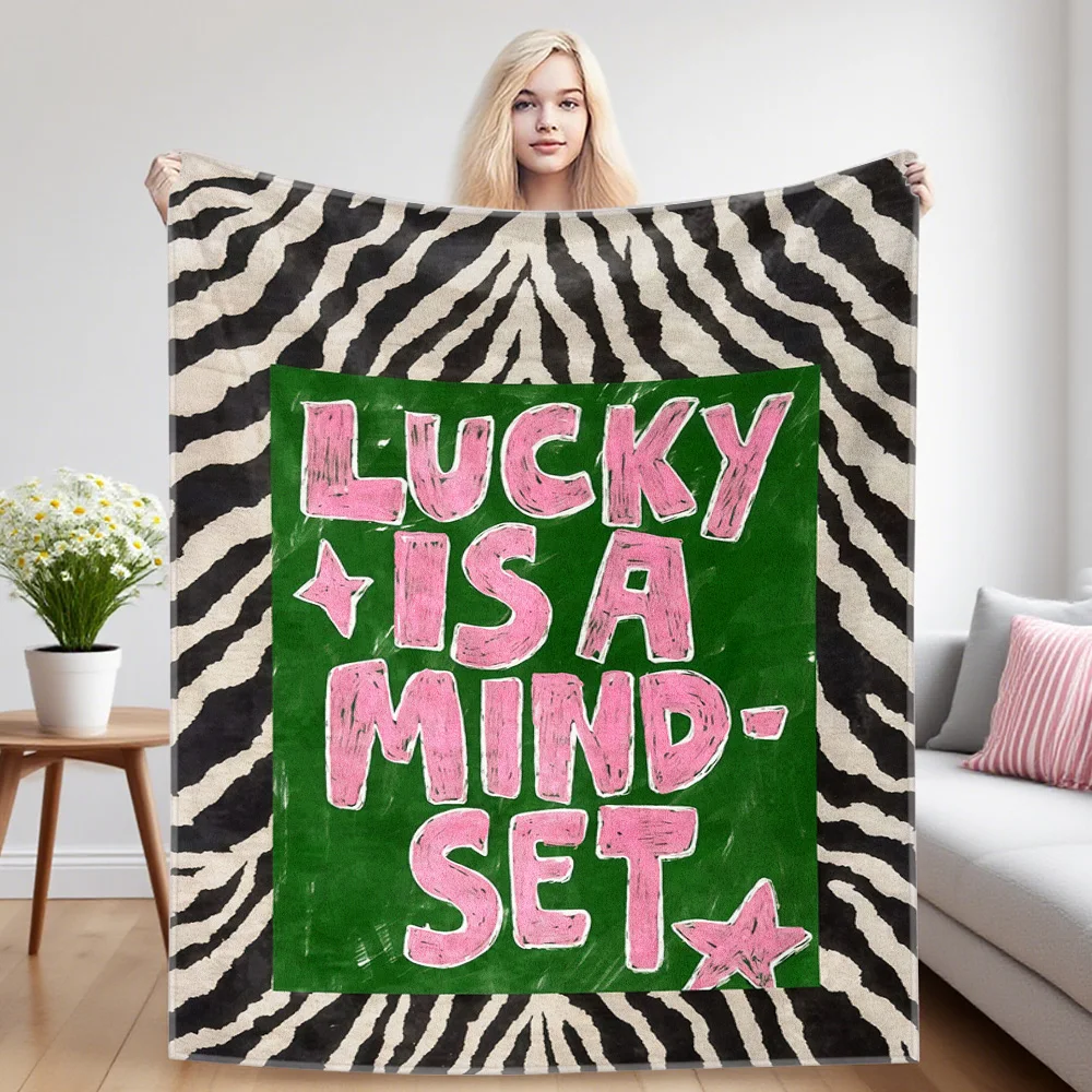 Lucky Vibe Flannel Blanket Warm Soft Halloween Christmas Couch Warm Cozy Decorative Decor Gift for All Season