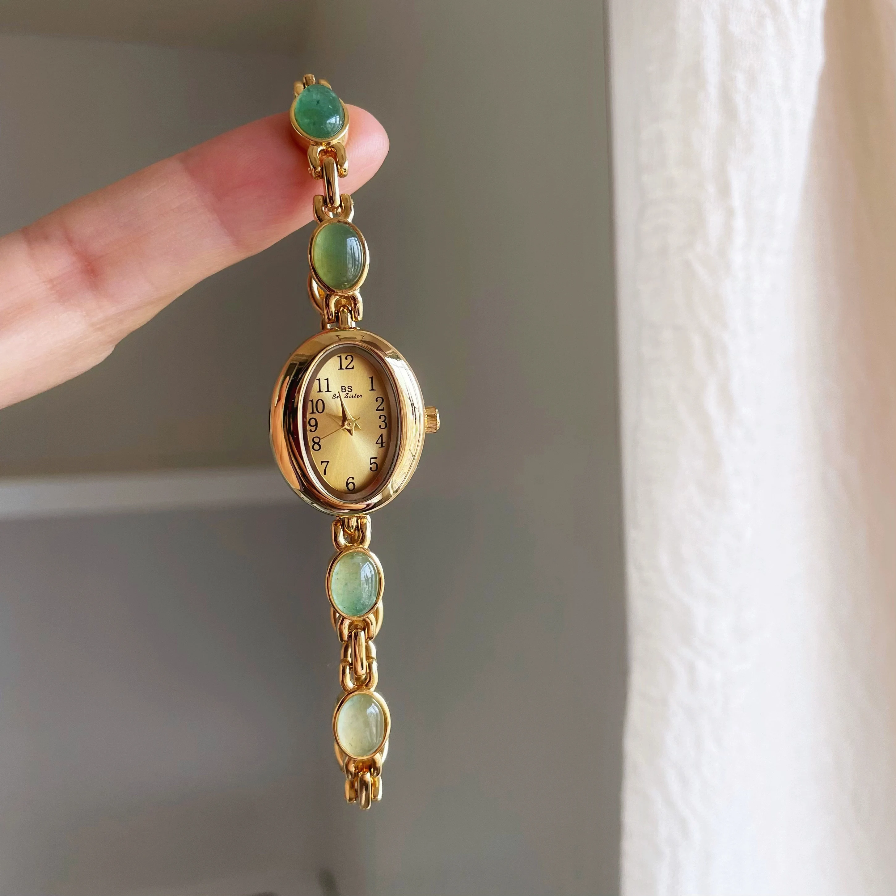 

Модные элегантные женские часы из натурального драгоценного камня, легкие роскошные водонепроницаемые овальные кварцевые женские наручные часы, браслет, женские аксессуары