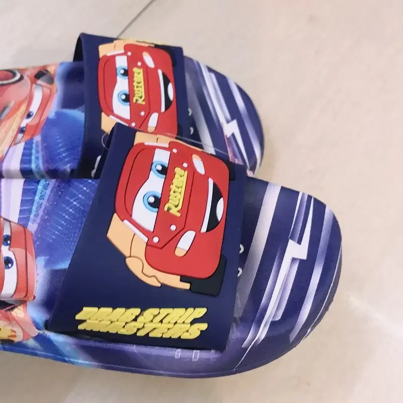 Summer Children Slippers Cartoon Pixar Cars Lightning McQueen Print Beach Kids Boys Girls Flop Flip Indoor Soft Cute Shoes 26-35