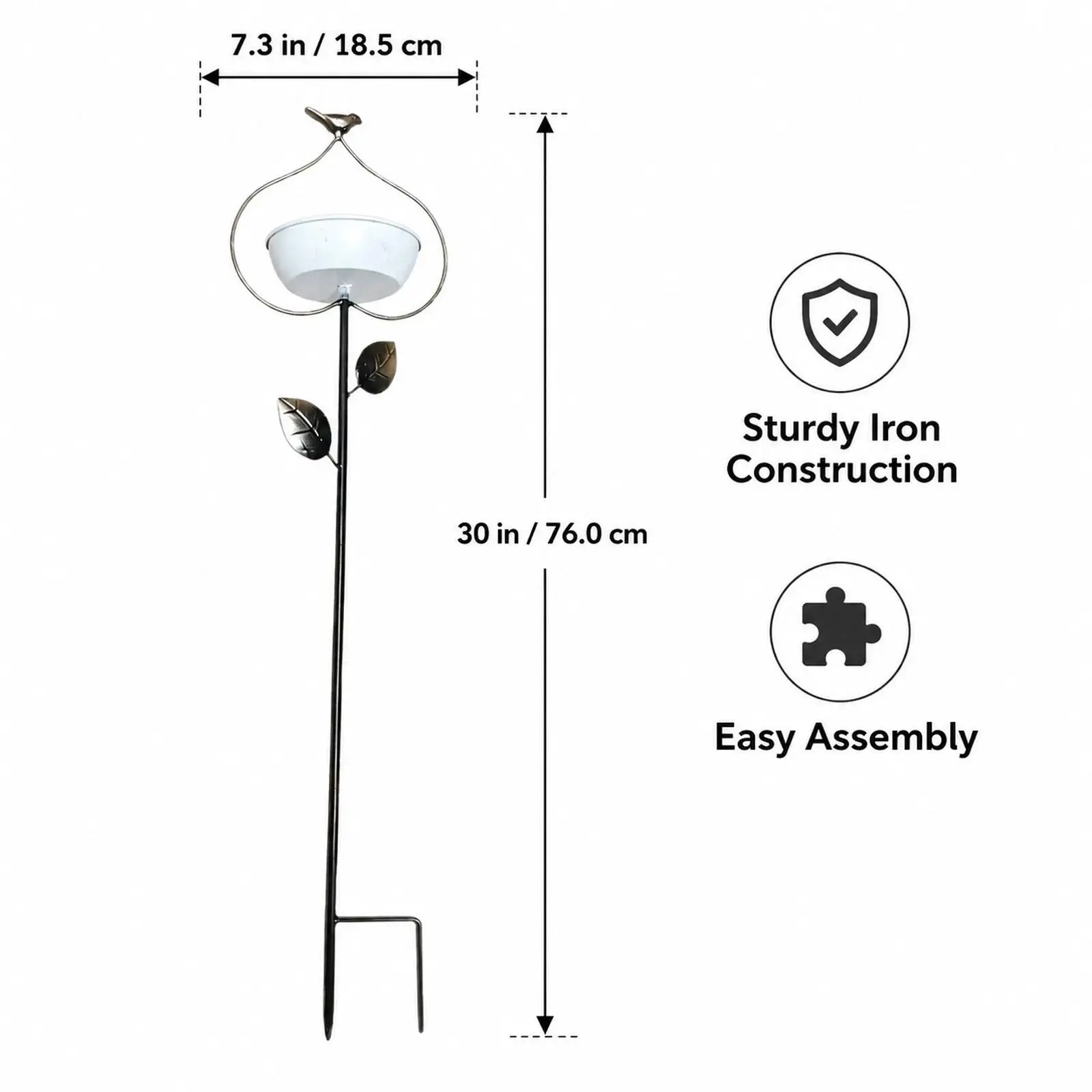 Bird Bath Feeder Outdoor Birdbath Unique Iron Decorative Compact Bird Food Container for Porch Outdoor Yard Garden Backyard