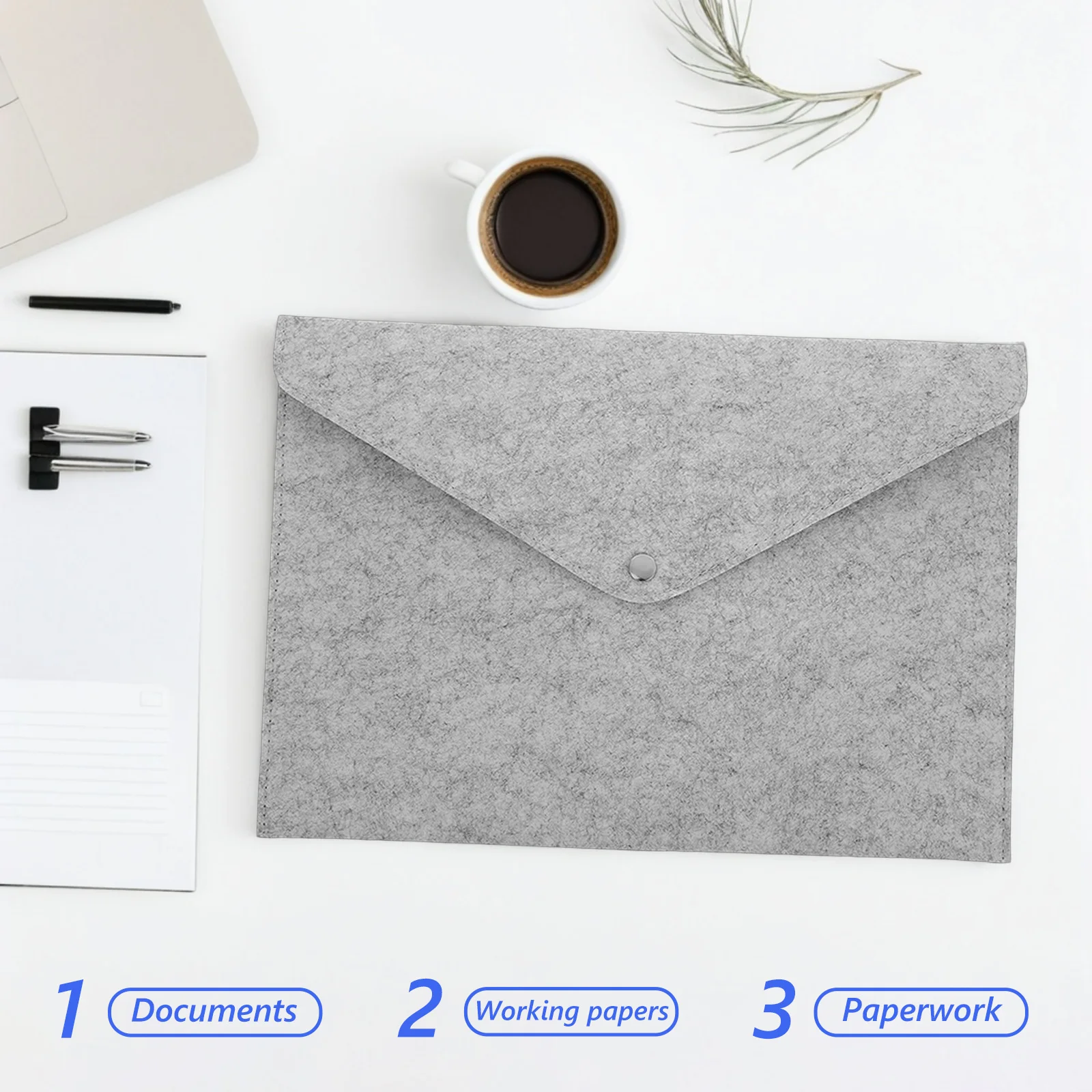 ورأى مجلد ملفات منظم الورق المحمولة رمادي داكن رمادي فاتح زر إغلاق وثيقة الناقل حقيبة يد مغلف حجم الرسالة #6