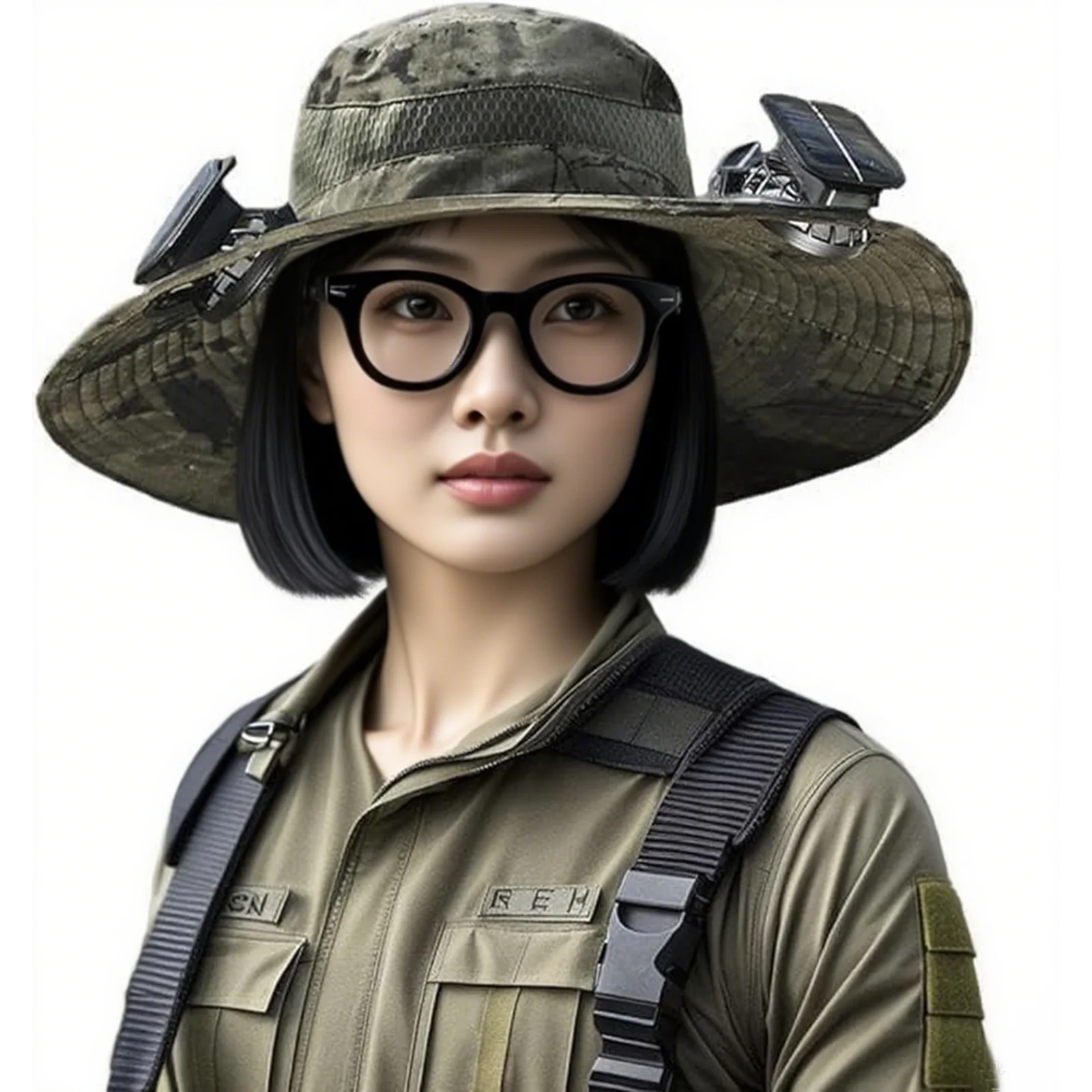 

Wide Brim Solar Cooling Hat 2 Removable Fans for Fishing Hiking USB Solar Charging Sun Protection Cap