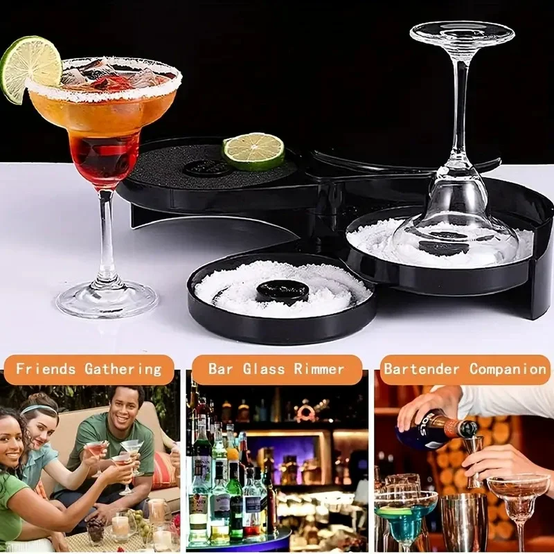3 Tier Rotating Salt Rimmer Box Mixing Salt Sugar Rim Box For Juice Cocktail Seasoning Rimmers Bartender Tool Bar Accessories