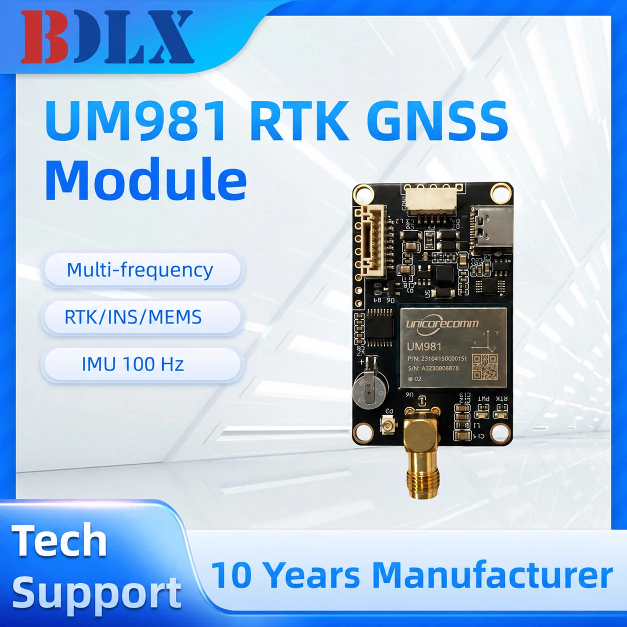UM981 RTK GNSS Module Multi-Frequency GPS/BDS/GLONASS/Galileo IMU INS High Precision for Drone, Farming, Survey UM981S Antenna