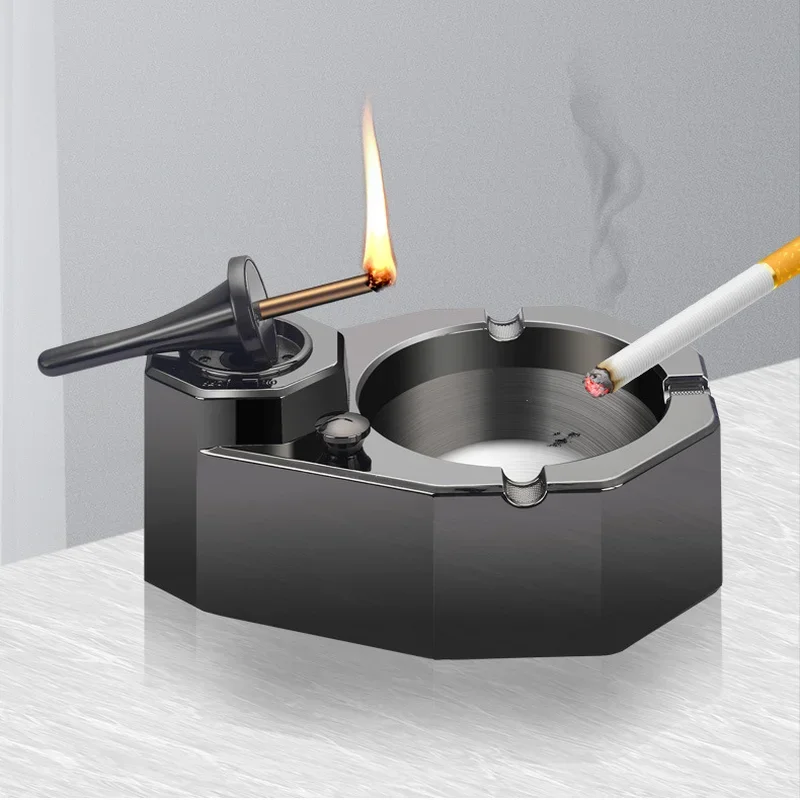 2024 HONEST Kerosene Charging Hybrid Lighter Ashtray Kerosene Ignition Creative Ashtray Desktop Decoration Ashtray Gifts For Men