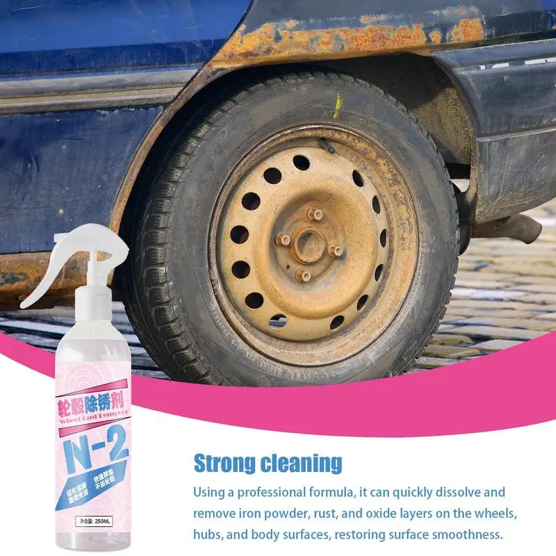 Car Rust Removal Spray Iron Rust Remover Spray 250ml Iron Powder Rust Remover For Automobile Tire Motorcycle Wheel