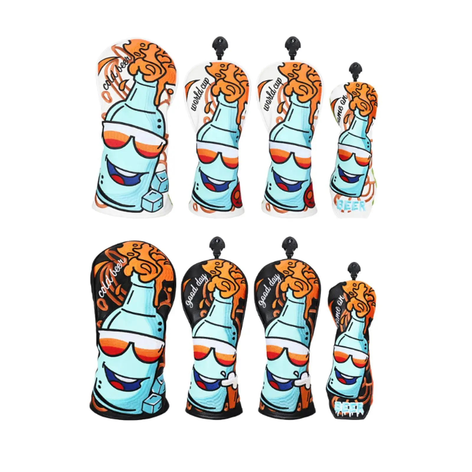 

4x Golf Wood Headcover Golf Wood Head Cover Wear Resistant Funny Premium Fashion