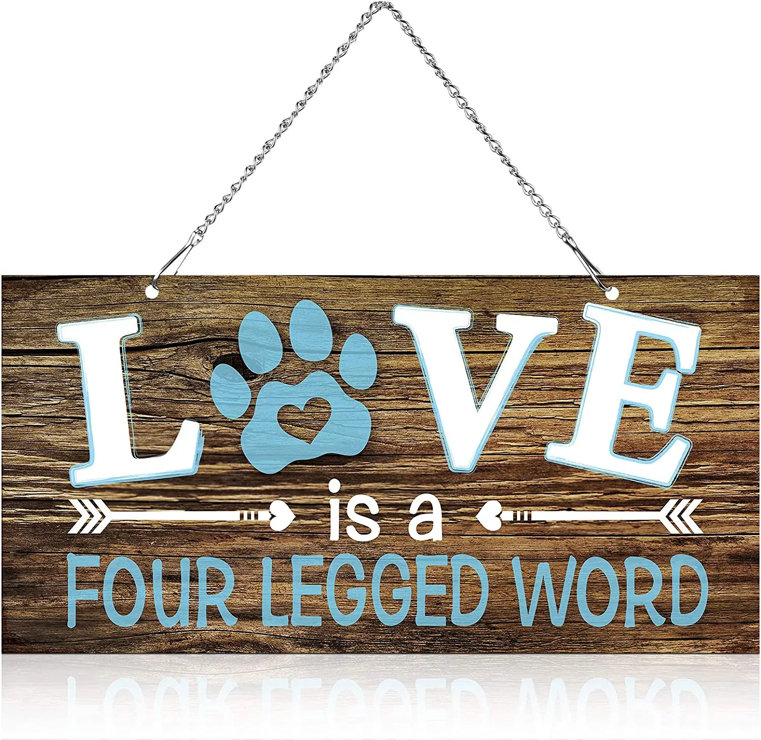 10 x 5 Inch Love is a Four Legged Word Pet Paw Metal Hanging Vintage Decorative Signs Plaque Wall Decorative Sign for Dog Lover