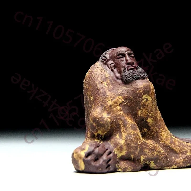 Collect Yixing Zisha Handmade Tea Pet Ornaments, Damo Character Pen Holder