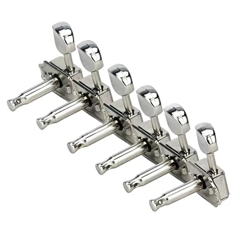 Y49A-Vintage موالف الجيتار الكهربائي 6 في الخط النيكل الفضة آلة رؤساء 6R ضبط مفاتيح أوتاد مجموعة #5