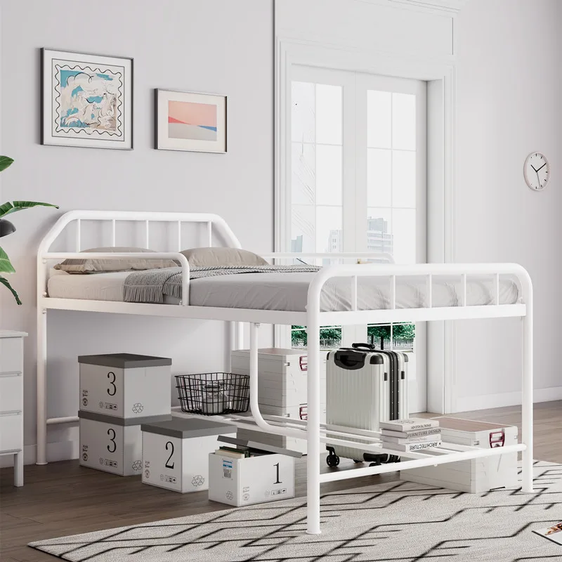 Wrought iron elevated small apartment, children's storage, tall adult half-height bold household single iron frame bed