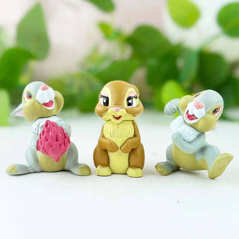 Bambi Figure Set 7pcs Cartoon Deer Rabbit Skunk Plush Toy Doll Cake Decor Desktop Ornament Gift Collectible Model Table Home - view 4
