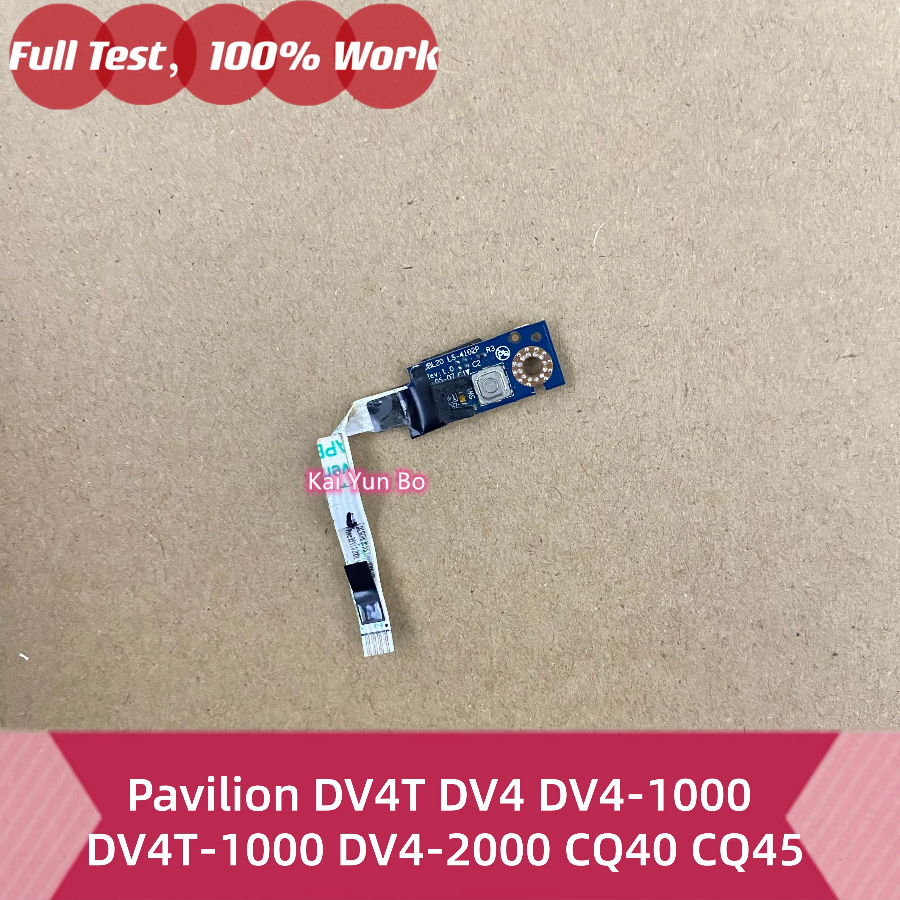 Placa de botón de encendido para portátil HP Pavilion DV4T DV4 DV4-1000 DV4T-1000 DV4-2000 CQ40 CQ45 con cable JBL20 LS-4102P NBX00008200