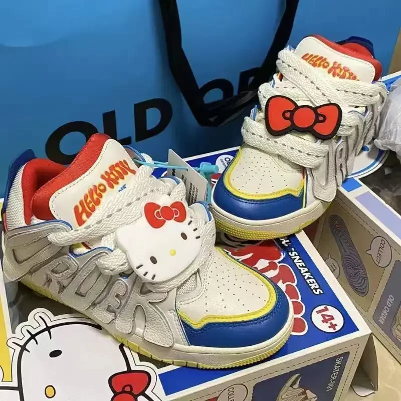 Sanrio Hello Kitty Skateboard Shoes Cinnamoroll Kawaii Casual Couple Sports Thick Sole Non-slip Wear-resistant Skateboard Shoes