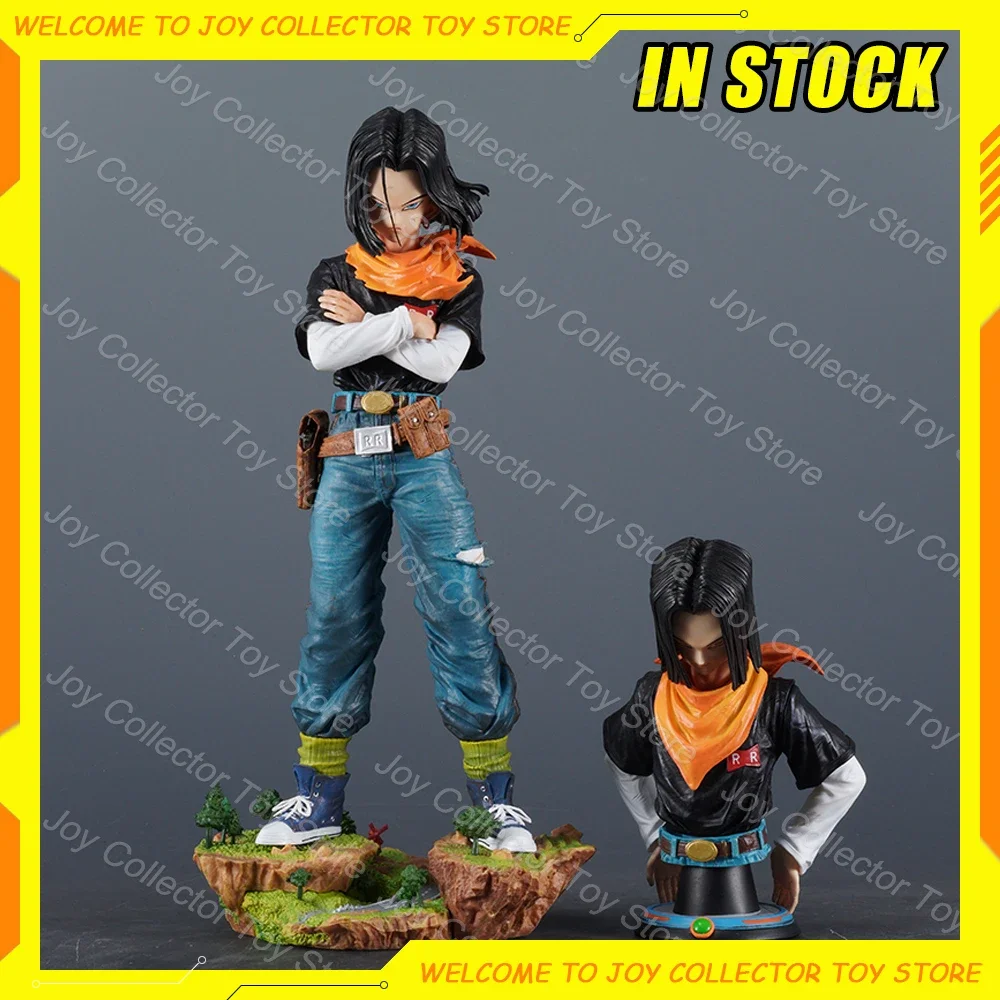 29cm Dragon Ball Z Anime Figures Black Pearl Android 17 Figure Replaceable Half-Body Figurine Statue Model Decoration Toys Gifts