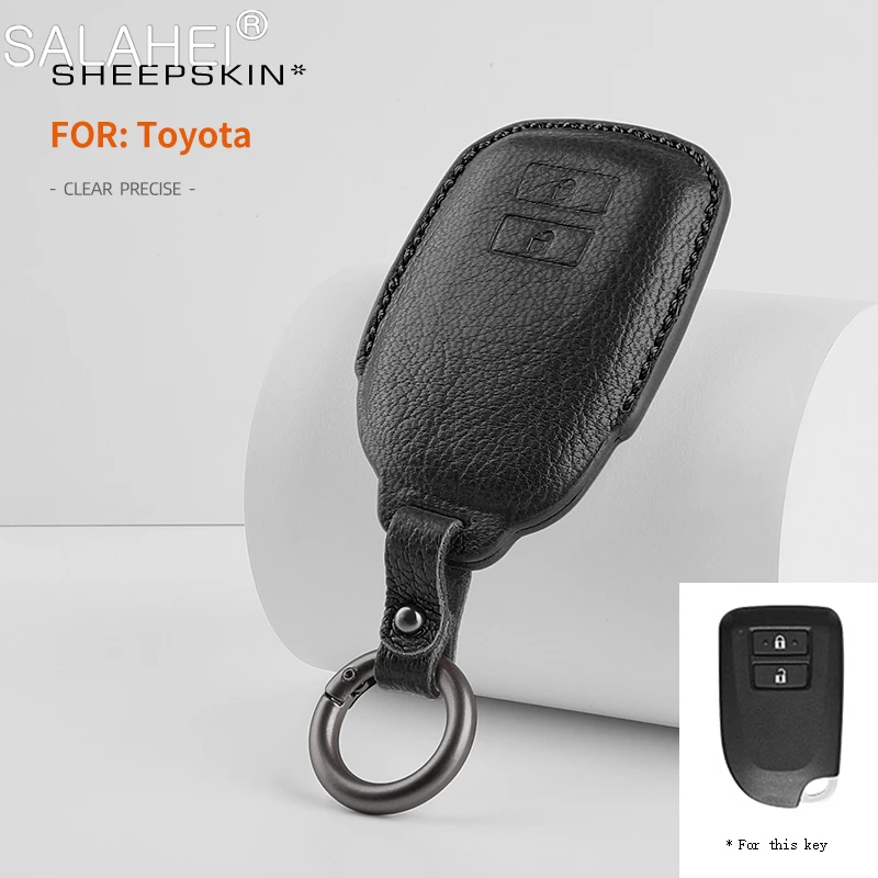 

Goatskin Car Key Case Cover Shell Holder For Toyota Vios Aygo Zoyota Yaris Activ Wish HiAce 200 Highlander Protector Accessories