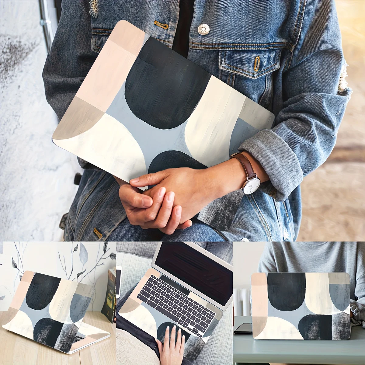 

2-Piece Pattern Laptop Art Sticker Case, Universal Net Sticker Non-reusable Waterproof Scratch Resistant Laptop Skin