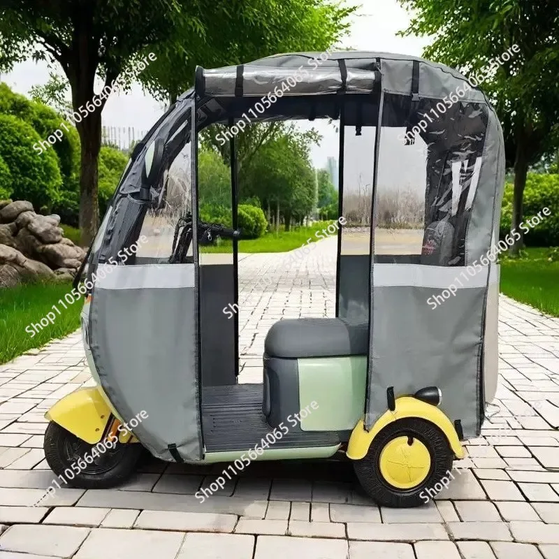 for Electric Tricycle Rain Curtain Integrated Shed Windshield Cover Warm Weather Protection Tarpaulin Car Clothes Accessories