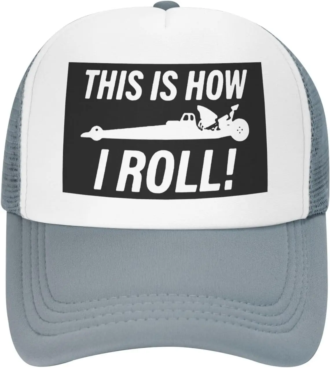 This Is How I Roll Drag Racing Trucker Hat Polyester Mesh Snapback Cap for Adult Unisex Casual