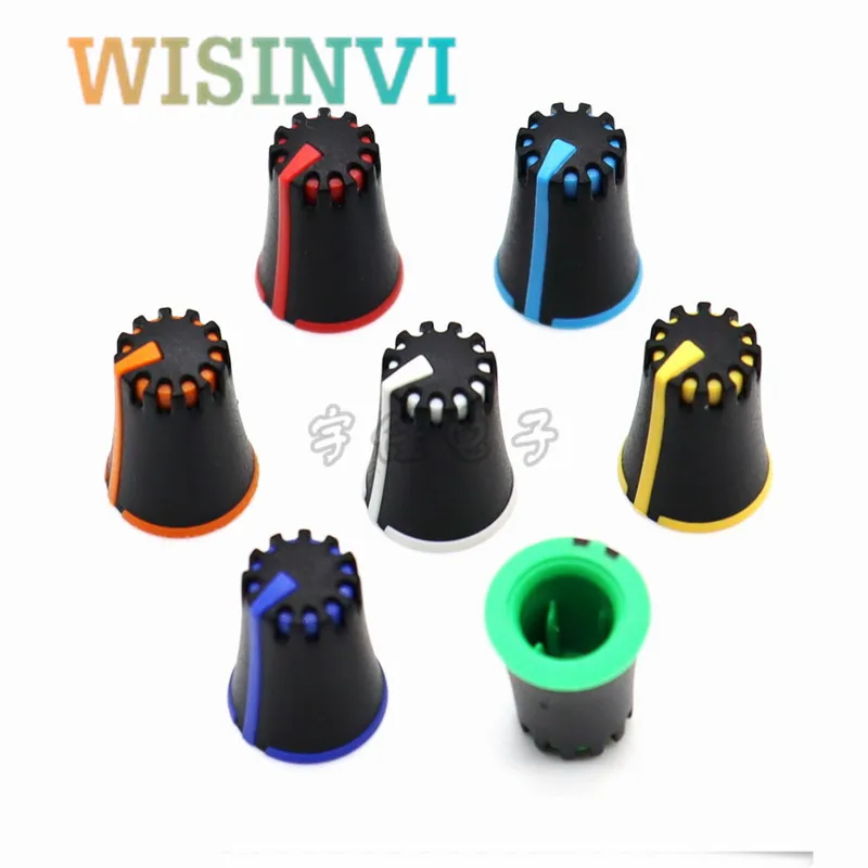 10PCS Mixer Adjustment Knob Diameter 12.5mm Height 17mm Plastic Knob Cap 270 Degree D-Shaped Inner Hole 6mm