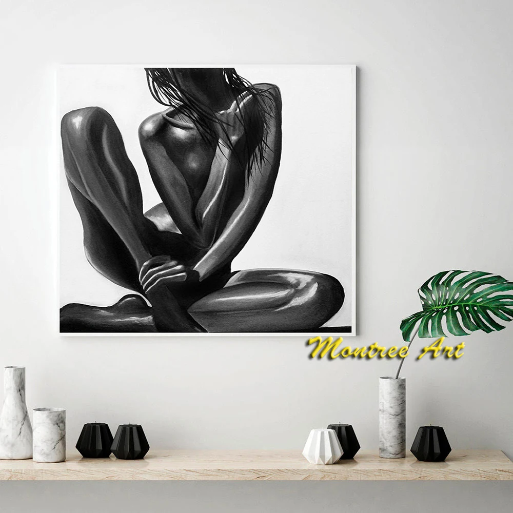 Hand Painted Oil Painting Sexy body original oil painting Contemporary nude art Wall art abstract sexy Brown nude painting