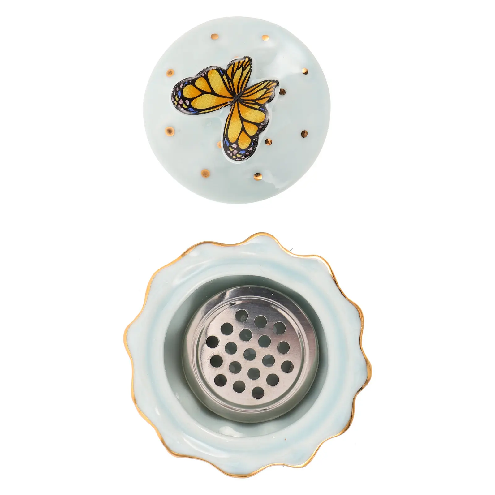 

Ceramic Nail Brush Cleaner Cup Blue Butterfly Mesh Filter Dappen Dish Manicure Nail Brush Washer Organizer Salon Home Use