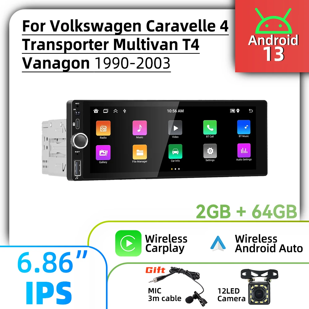 

Для VW Volkswagen Caravelle 4 Transporter Multivan T4 Vanagon 1990-2003 1Din Android радио Carplay 6,86 "автомобильная мультимедийная стереосистема