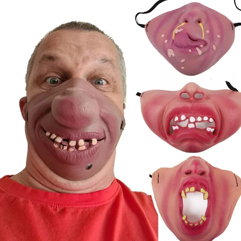 Funny Latex Half Face Masks Adult Clown Mask Horrible Masks Humorous Funny Elastic Band Faced Mask Halloween Party Cosplay Props